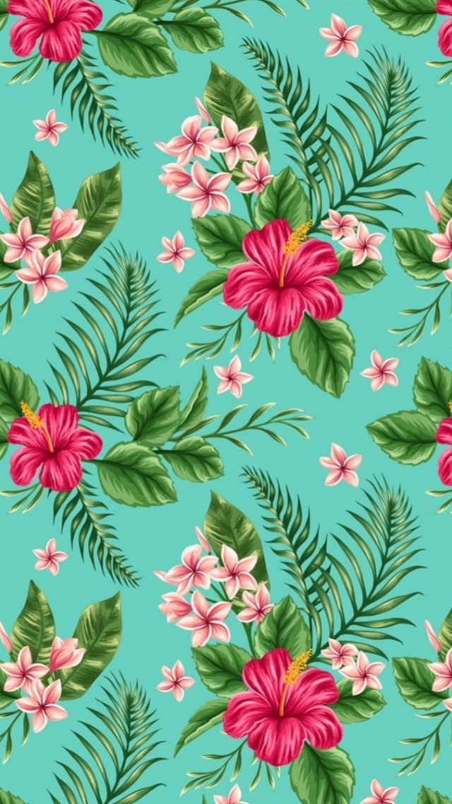Hibiscus Pattern iPhone Wallpaper