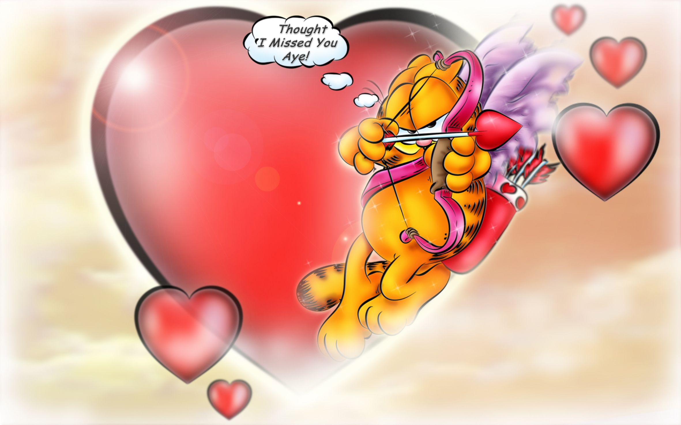 Hurts Cartoon Cat Ic Cupid Garfield Hearts Love Valentine