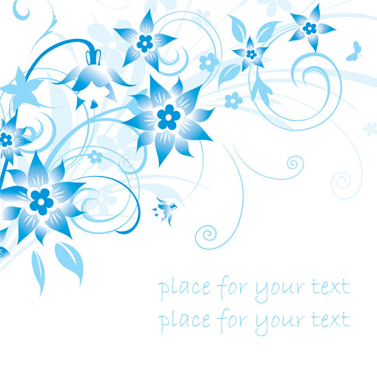 Simple Blue Hand Painted Flowers And Patterns Of Text Background