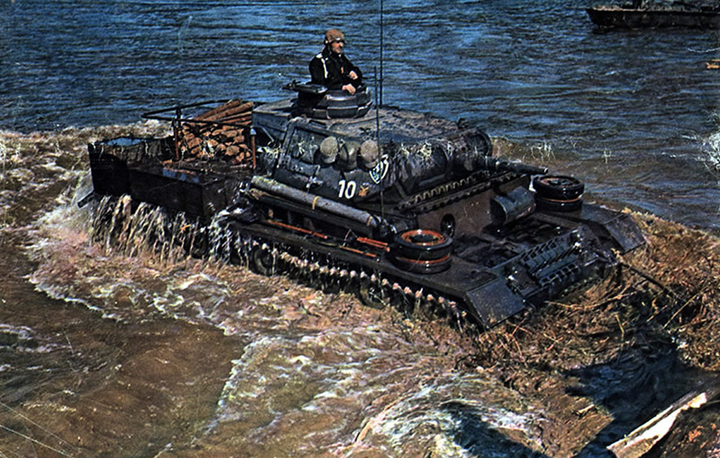 Panzer Iii Tank Crossing A River Historical German World War