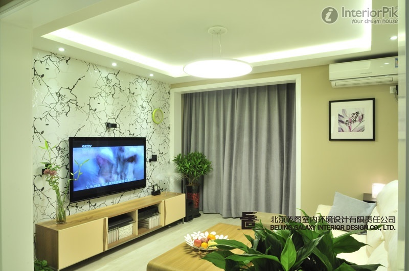 Home Design Of Living Room Wallpaper Tv Wall Ideas