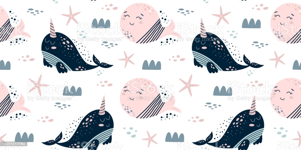 Narwhal Whale Pattern Cute Sea Kids With