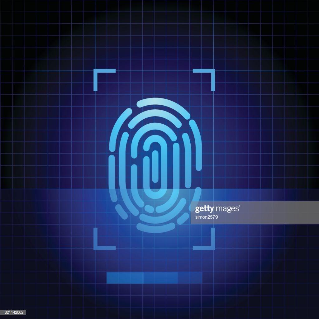Fingerprint Scanner With Blue Technology Background High Res