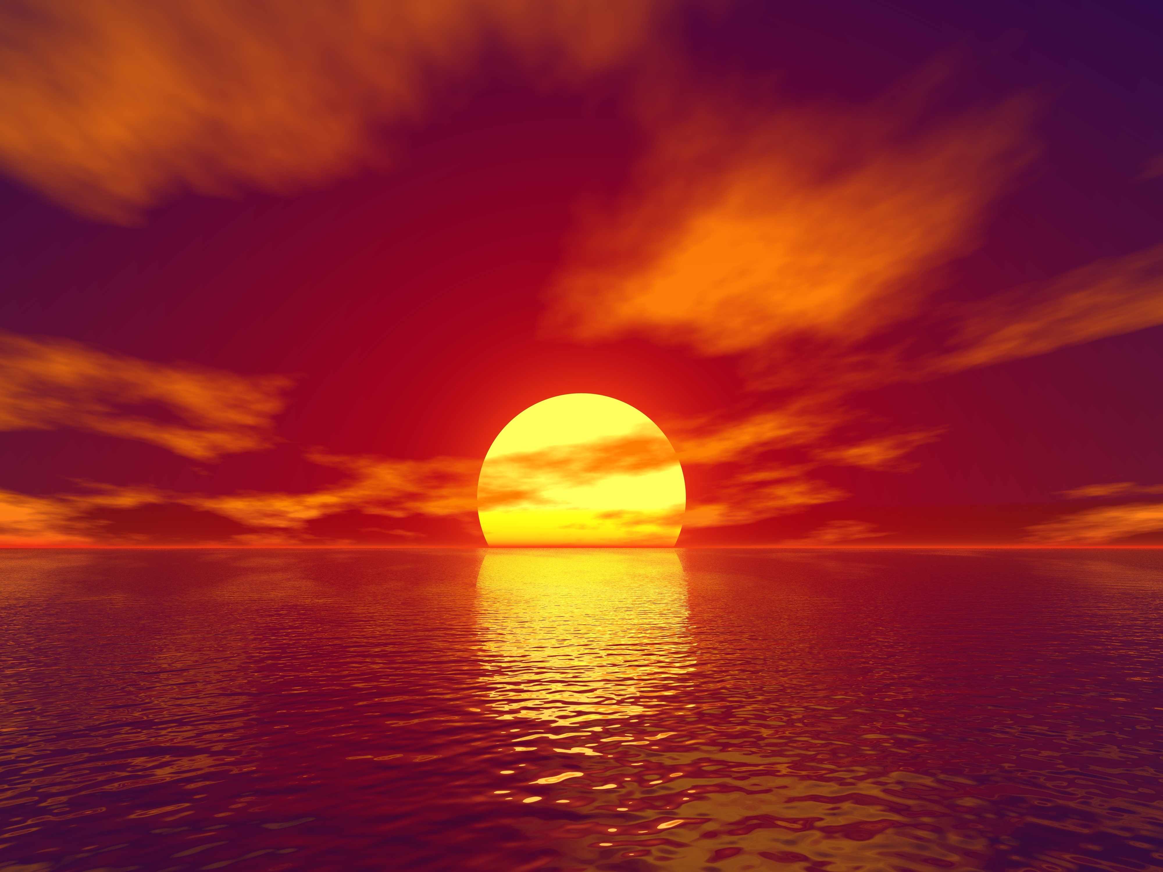 Sea Ocean Sun Artistic Sunset 4k Ultra HD Wallpaper