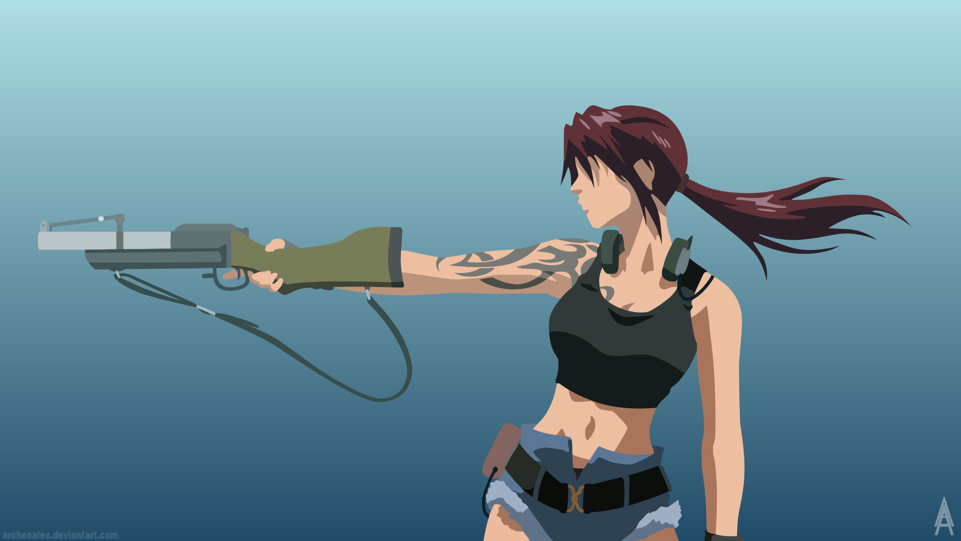 Free download Black Lagoon Revy Minimalist Wallpaper by ArcheoAlex on  1920x1080 for your Desktop Mobile  Tablet  Explore 76 Black Lagoon  Wallpaper  Black Backgrounds Black on Black Wallpaper Revy Black Lagoon  Wallpaper