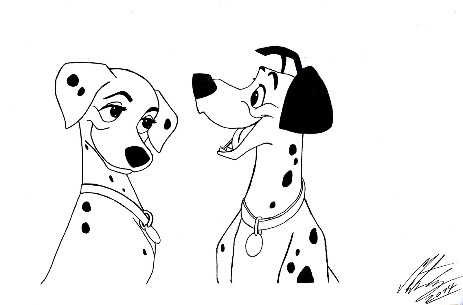 Walt Disney Dalmatians Perdita And Pongo By