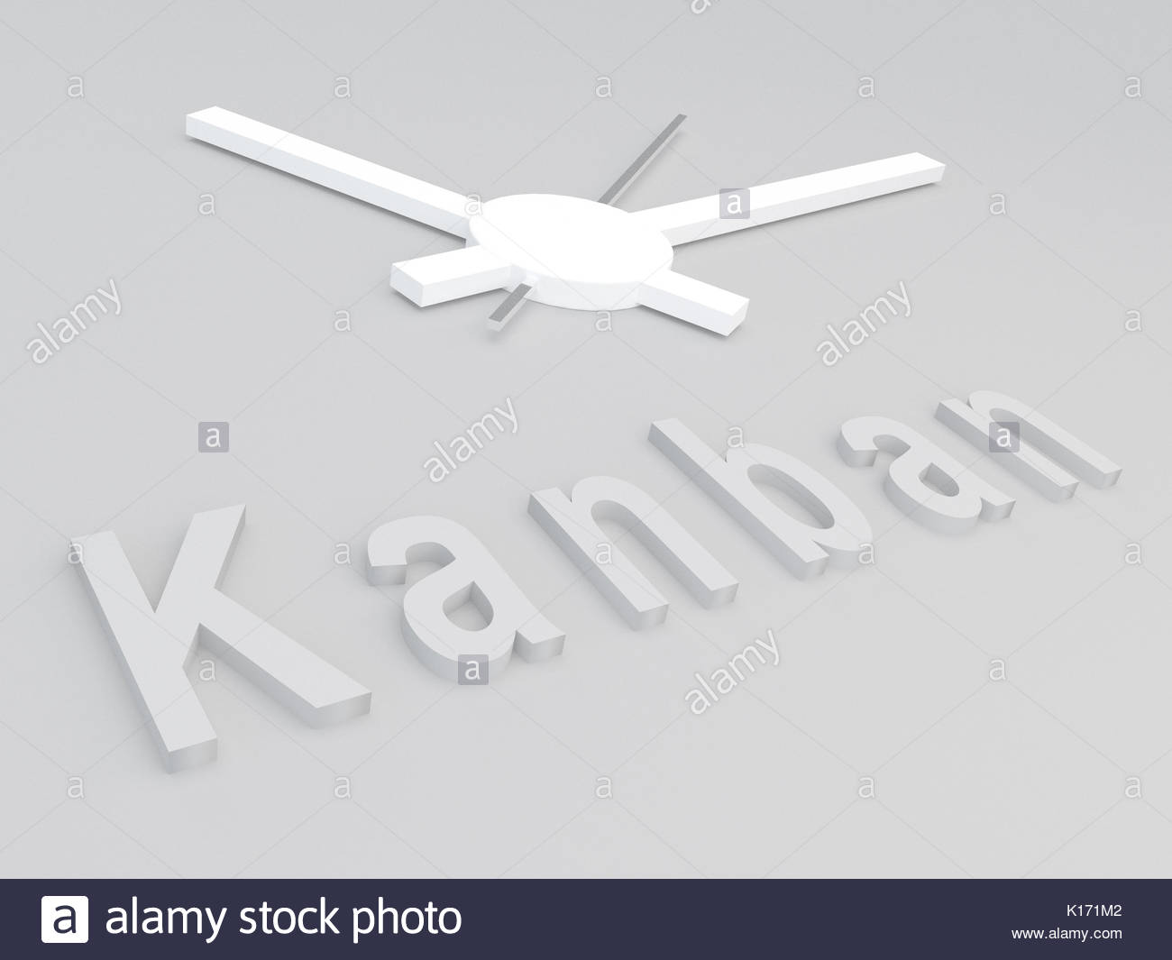 3d Illustration Of Kanban Title With A Clock As Background