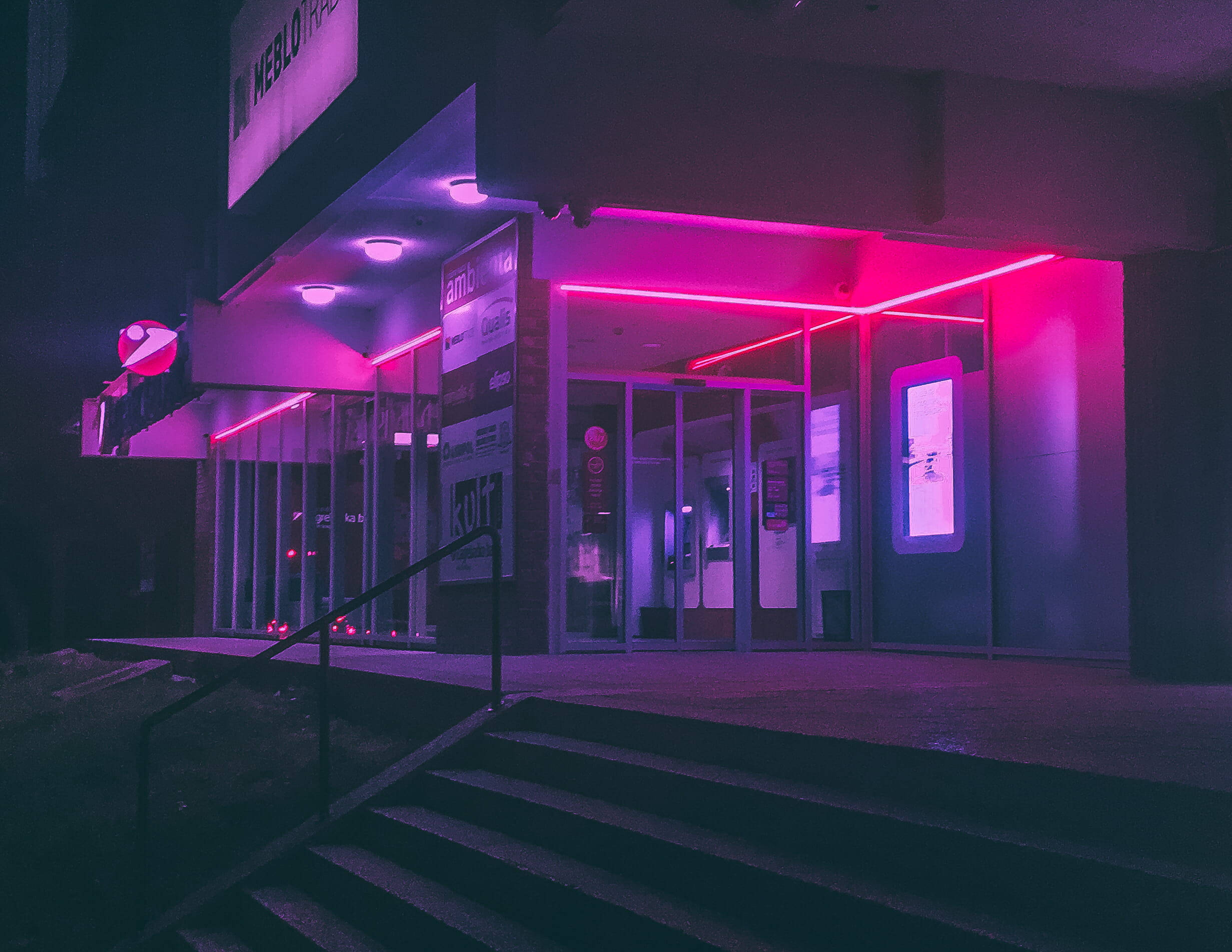 Purple Aesthetic Laptop Lights Wallpaper