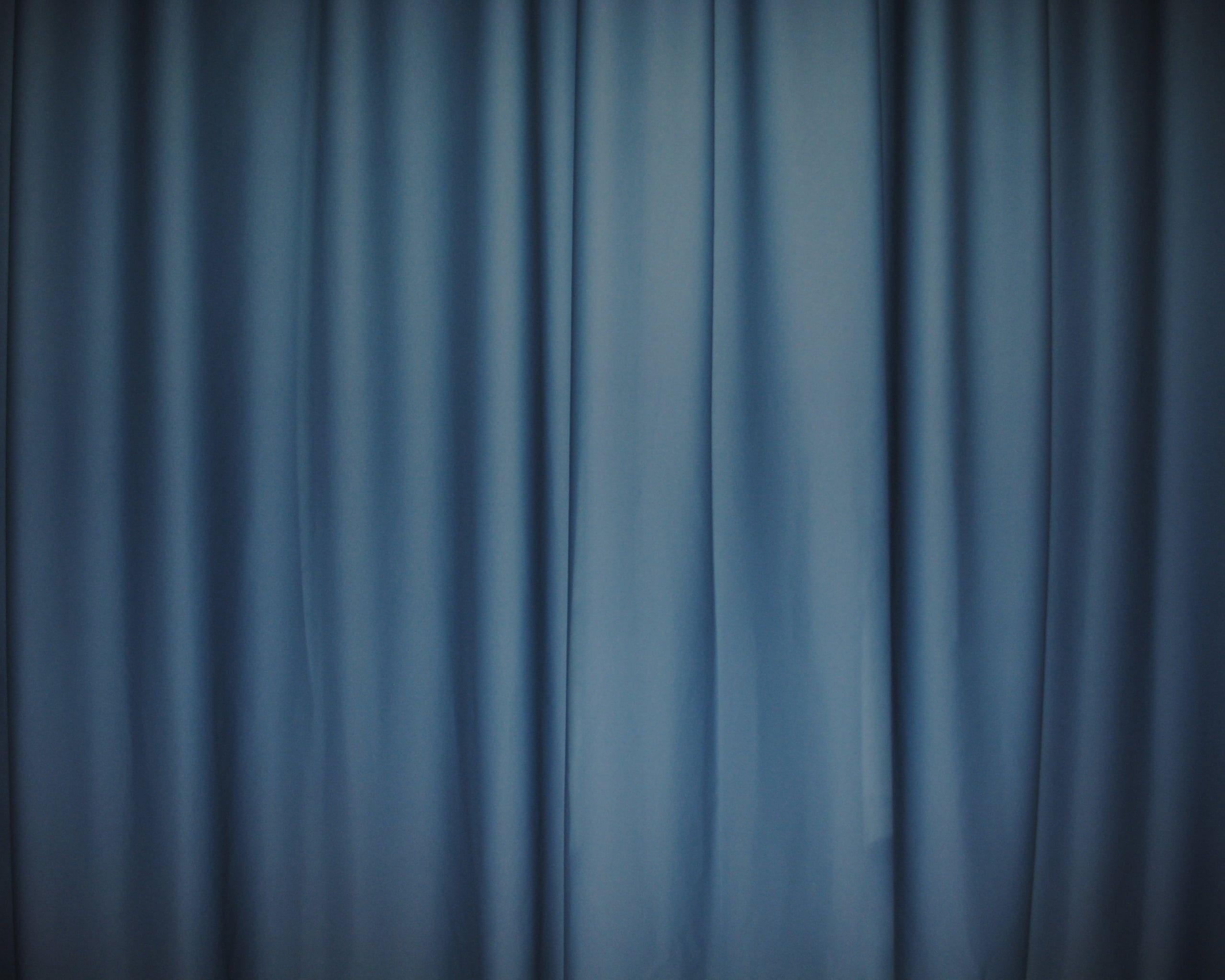 Blue Curtain Texture Fabric Blind Folds Silk Textiles