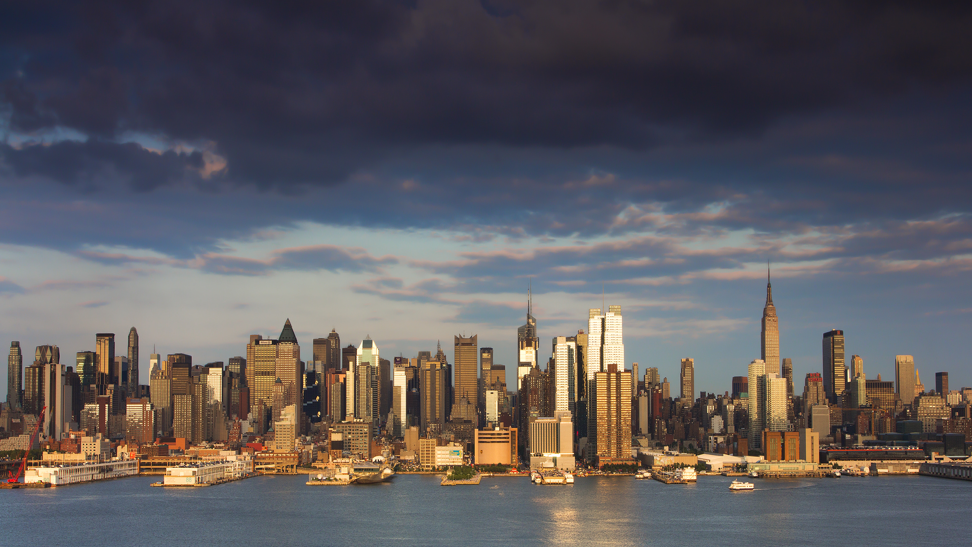 New York Skyline Sunset Wallpaper
