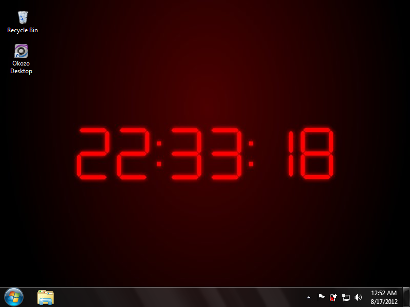 Black Digital Desktop Clock Wallpaper full Windows 7 screenshot