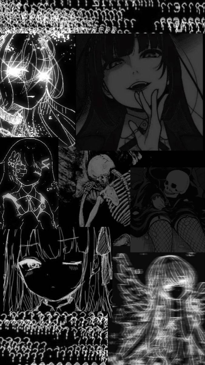 Black Aesthetic Anime Scary Creepy Girls Wallpaper