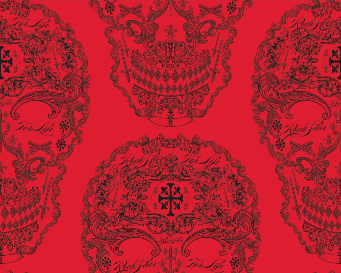 Rock and Roll Skulls Fantastic Stars   Red [DIG 20011] Designer 1310x1050