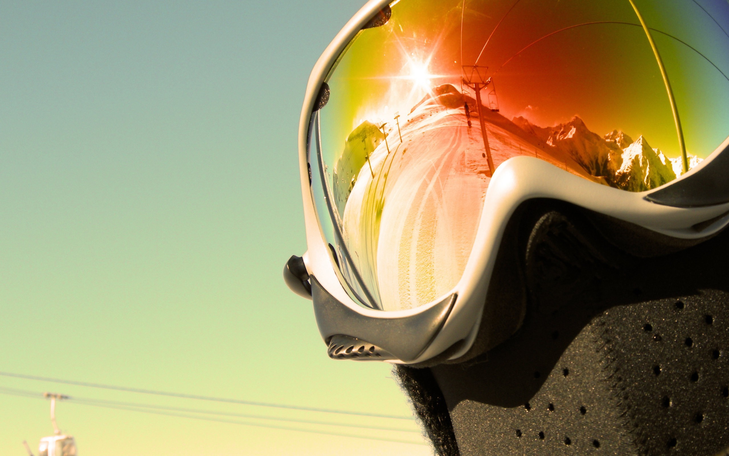 Ski Slope Reflected In The Goggles Wallpaper
