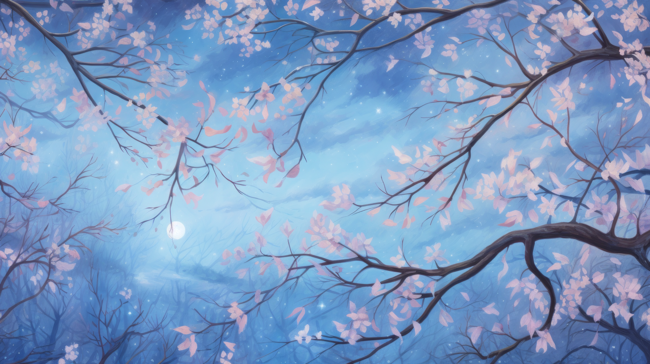 Aesthetic Night And Full Moon Wallpaper By Patrika