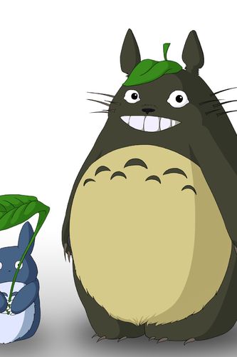 Totoro And Friends With Leafs Wallpaper For iPhone