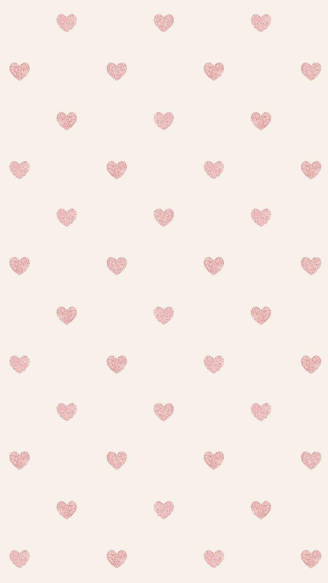Seamless Glittery Pink Hearts Patterned Background Image By