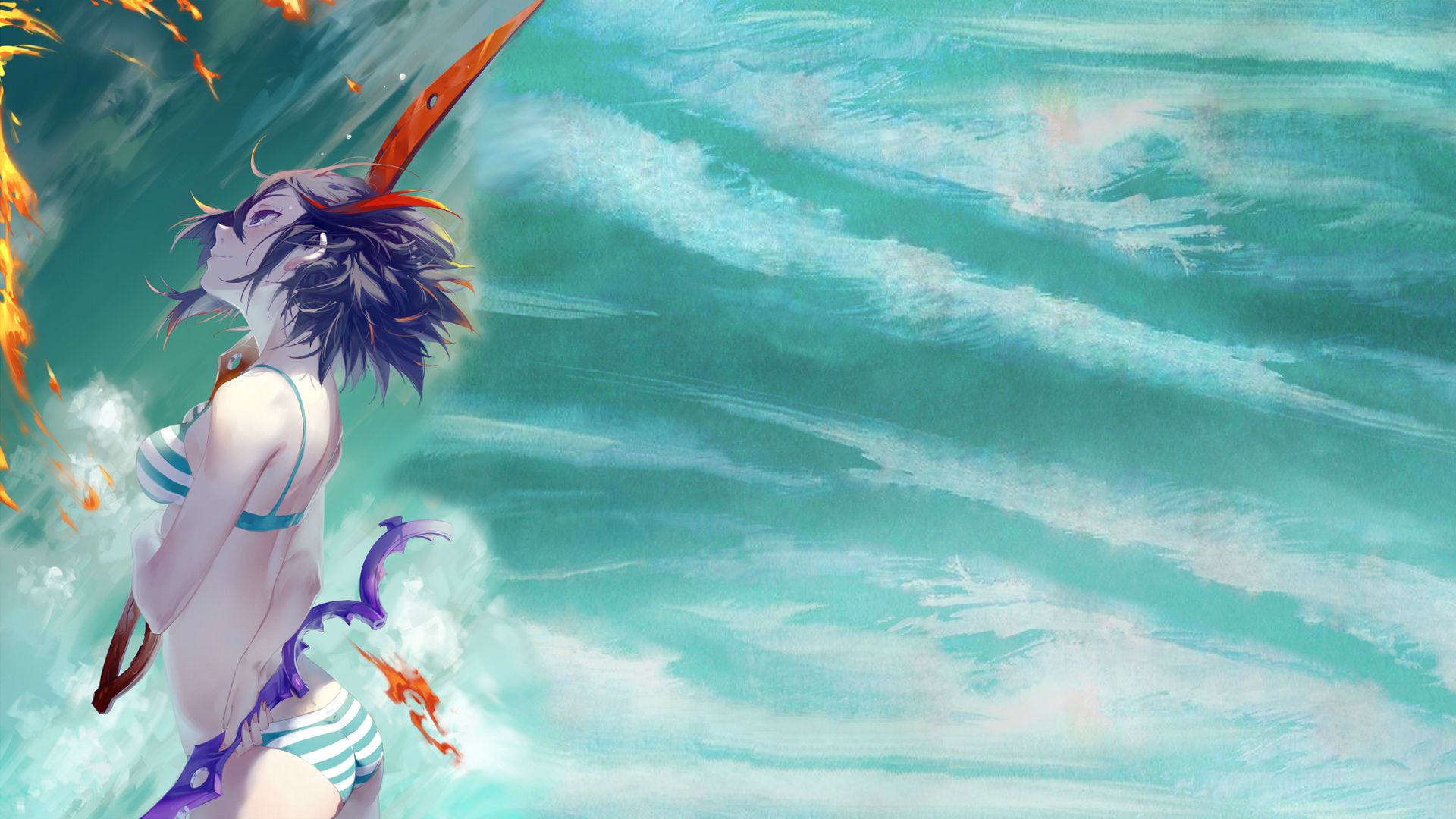 Wallpaper anime girls surfing Kill la Kill Matoi Ryuuko