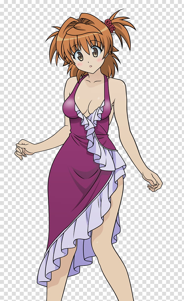 Genderbend Rito Animated Girl Wearing Purple And White Dress