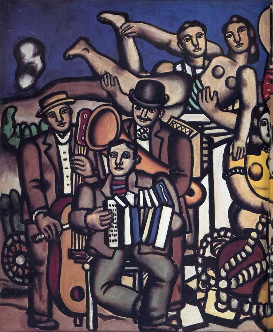 Three Musicians And Dancers Fernand Leger Paintings Wallpaper Image