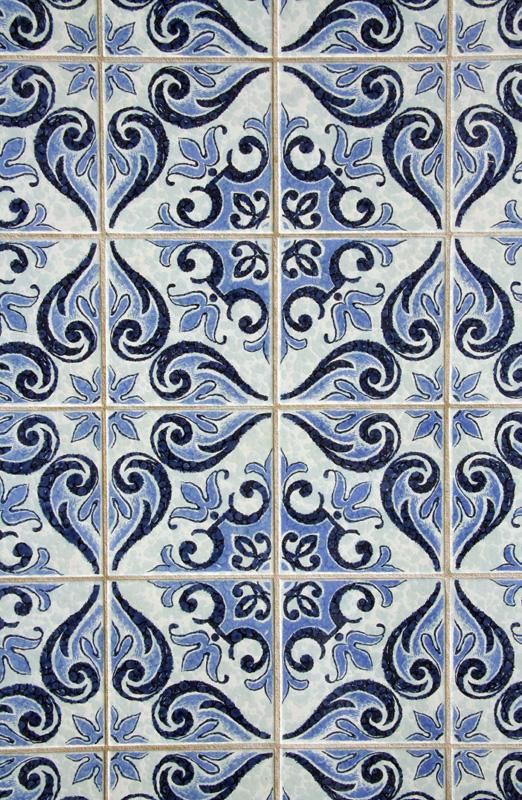 Blue Patterned Tile Wallpaper Looks A Lot Like Portuguese Azulejos
