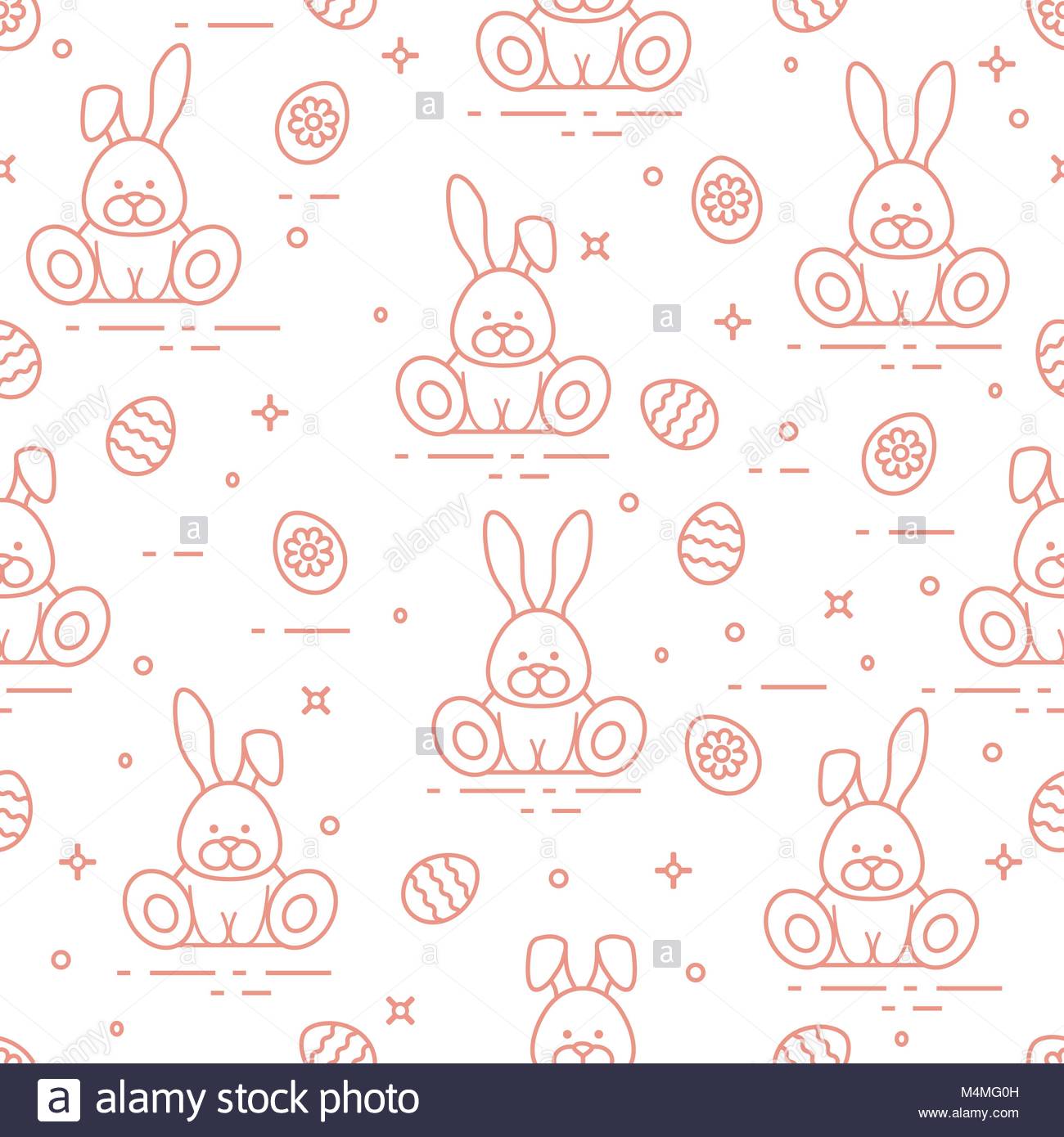 Seamless Pattern With Easter Symbols Rabbits Decorated Eggs
