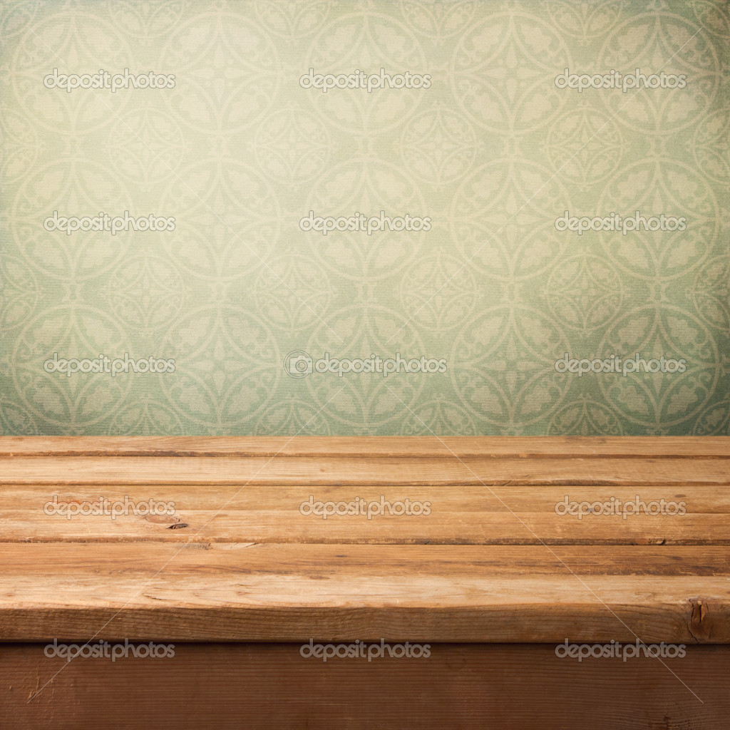 Vintage Wood Table Background Wooden Deck Over