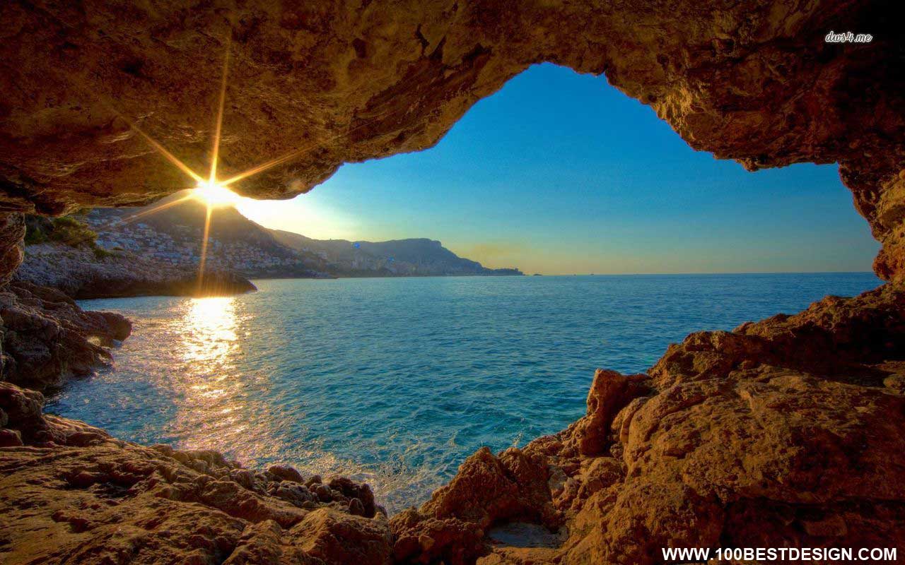 Top Nice Nature Desktop Wallpaper And Background Sunset In Rock