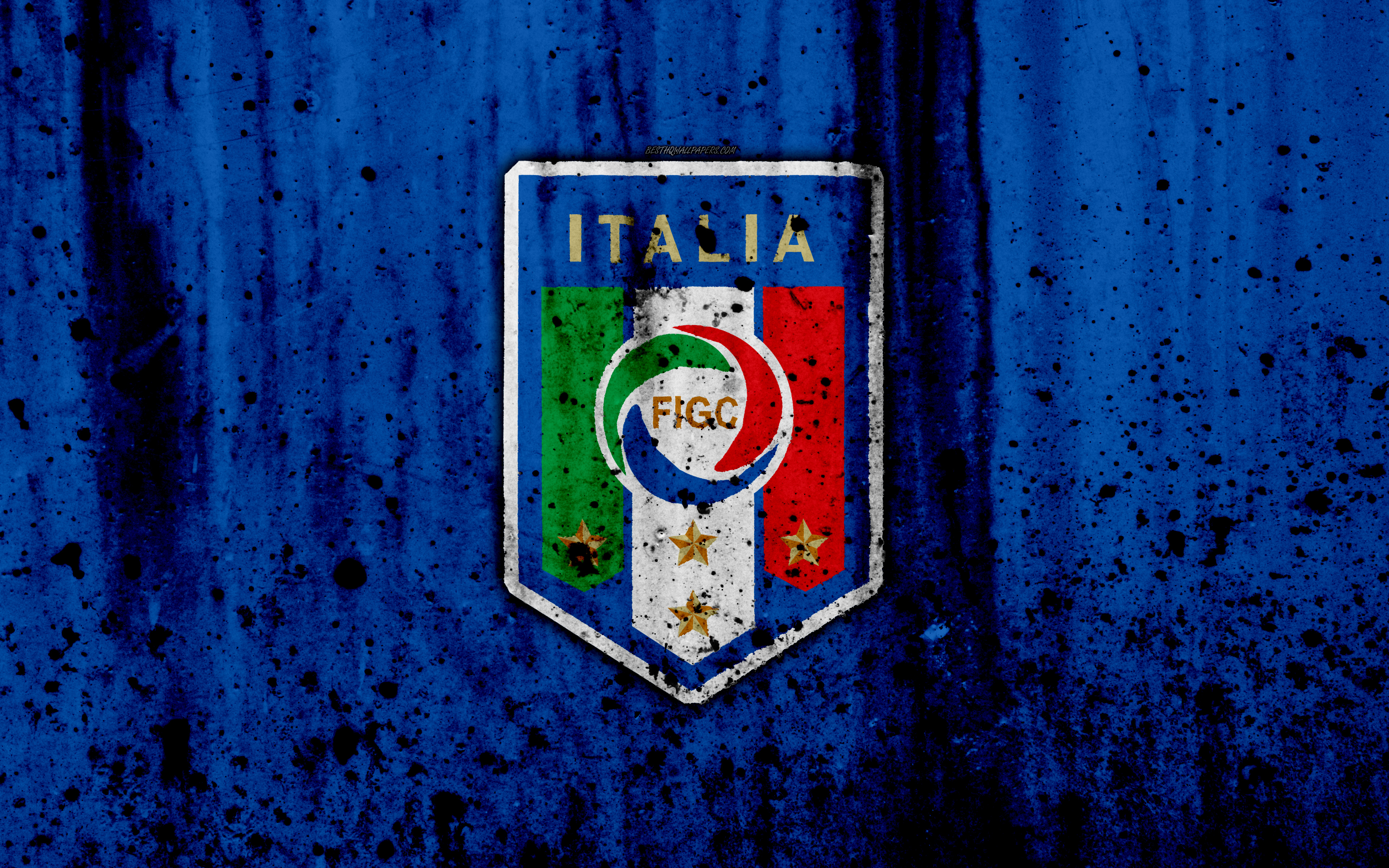 Wallpaper Italy National Football Team 4k Logo Grunge