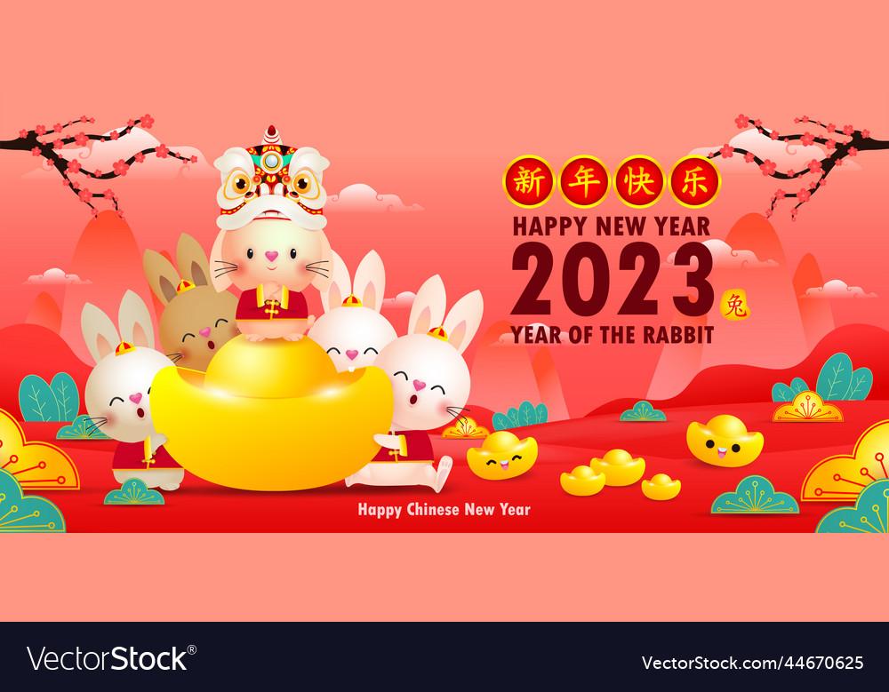 Happy Chinese New Year Background Cute Rabbit