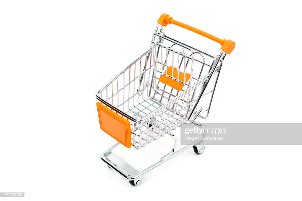 Shopping Trolley Isolated On White Background Stock Photo Getty