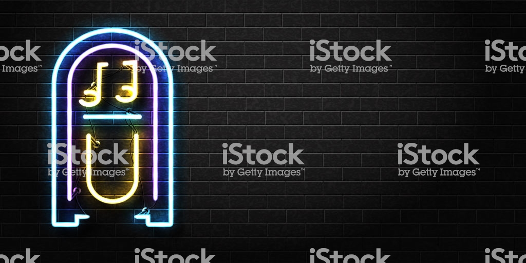 Vector Realistic Isolated Neon Sign Of Jukebox For Decoration And