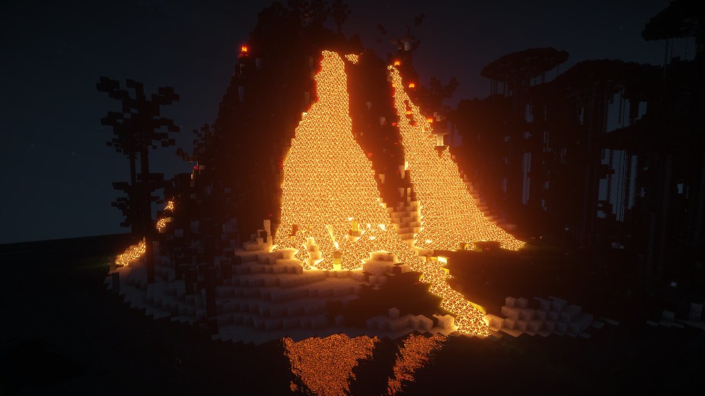 Vulkan Der Nacht Minecraft Wallpaper