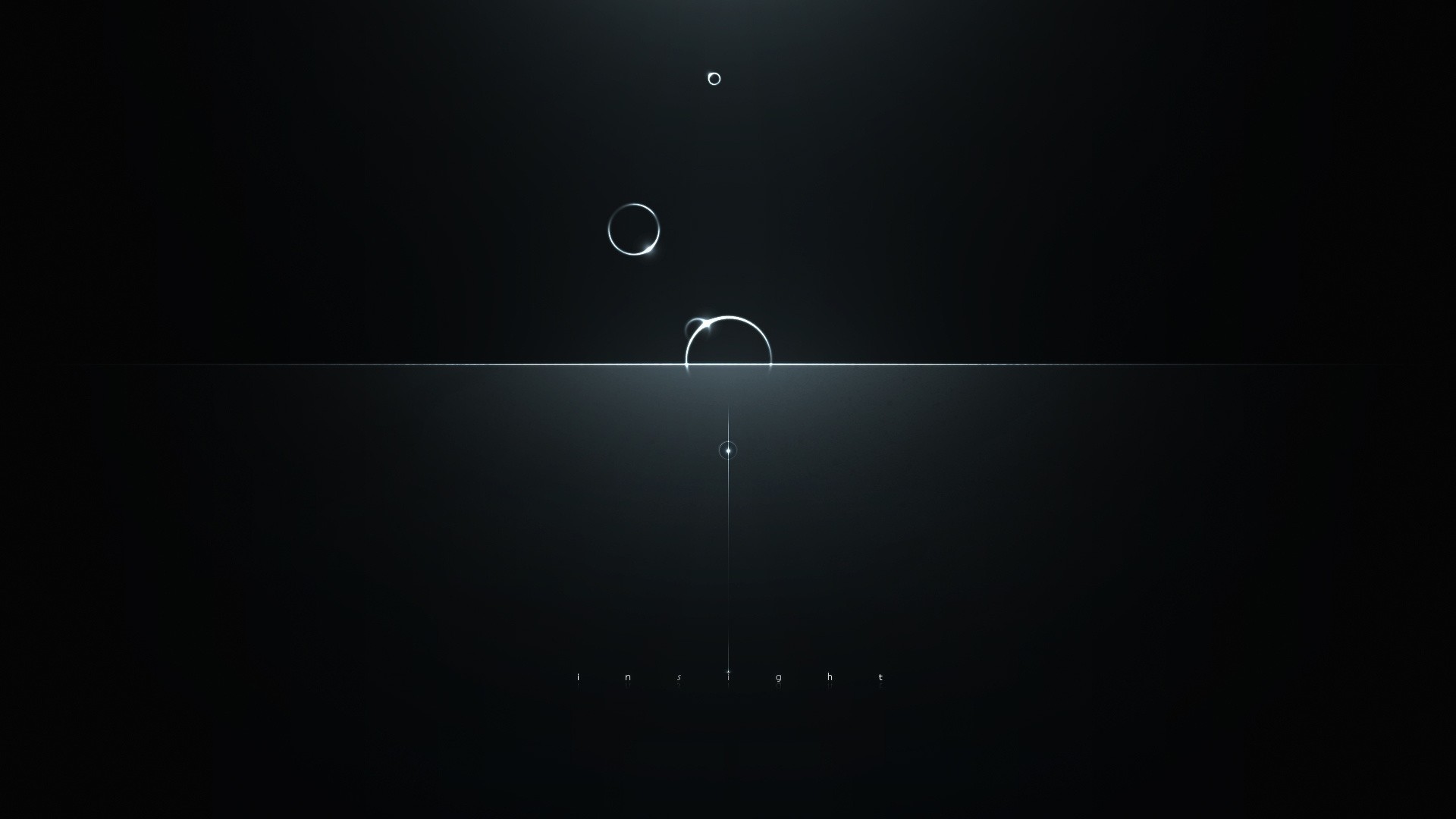 Minimalist Dark Background with Glowing Bubbles and Horizon
