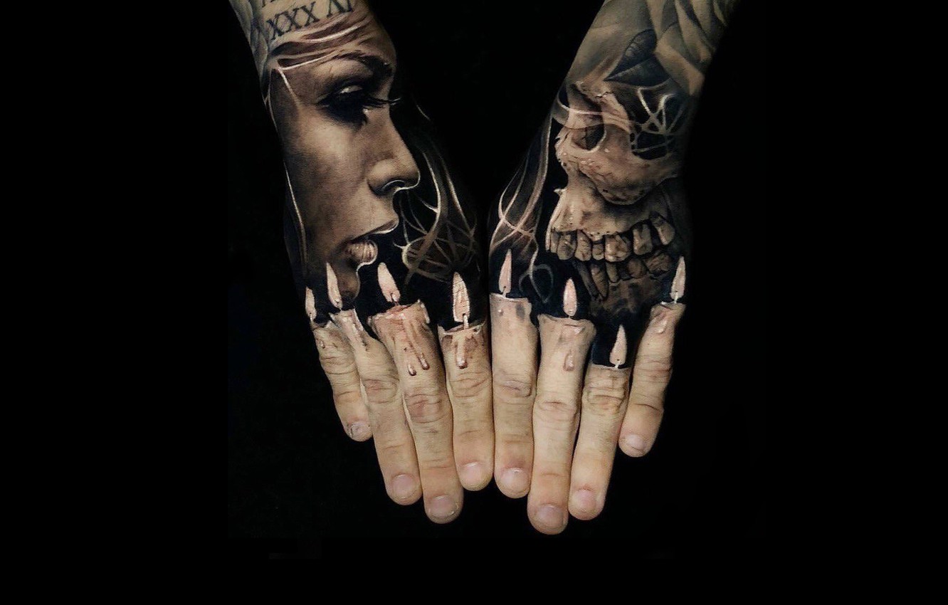 Wallpaper Background Hands Black Skull Tattoo Figure Fingers