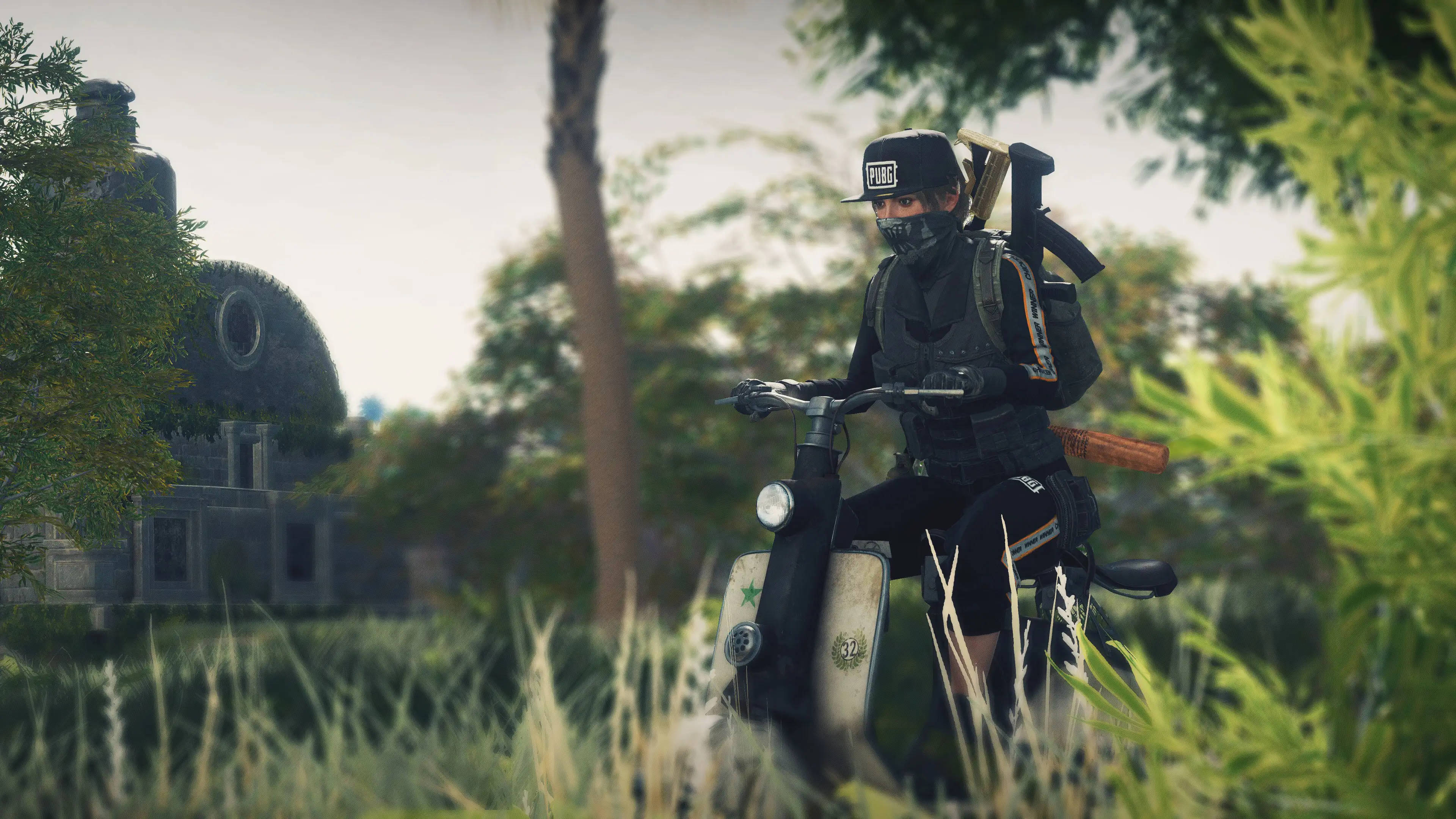 En Pubg 1440p M Dchen Auf Moped Wallpaper