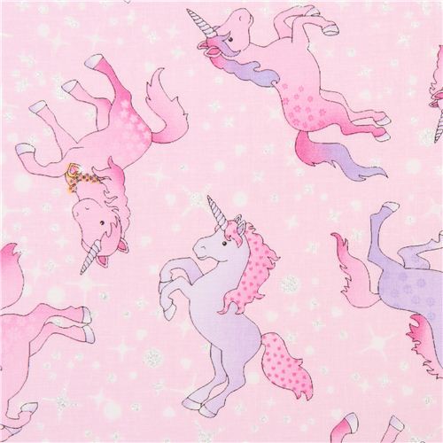 Pink Unicorn Fabric With Glitter Timeless Treasures Usa Fairy Tale