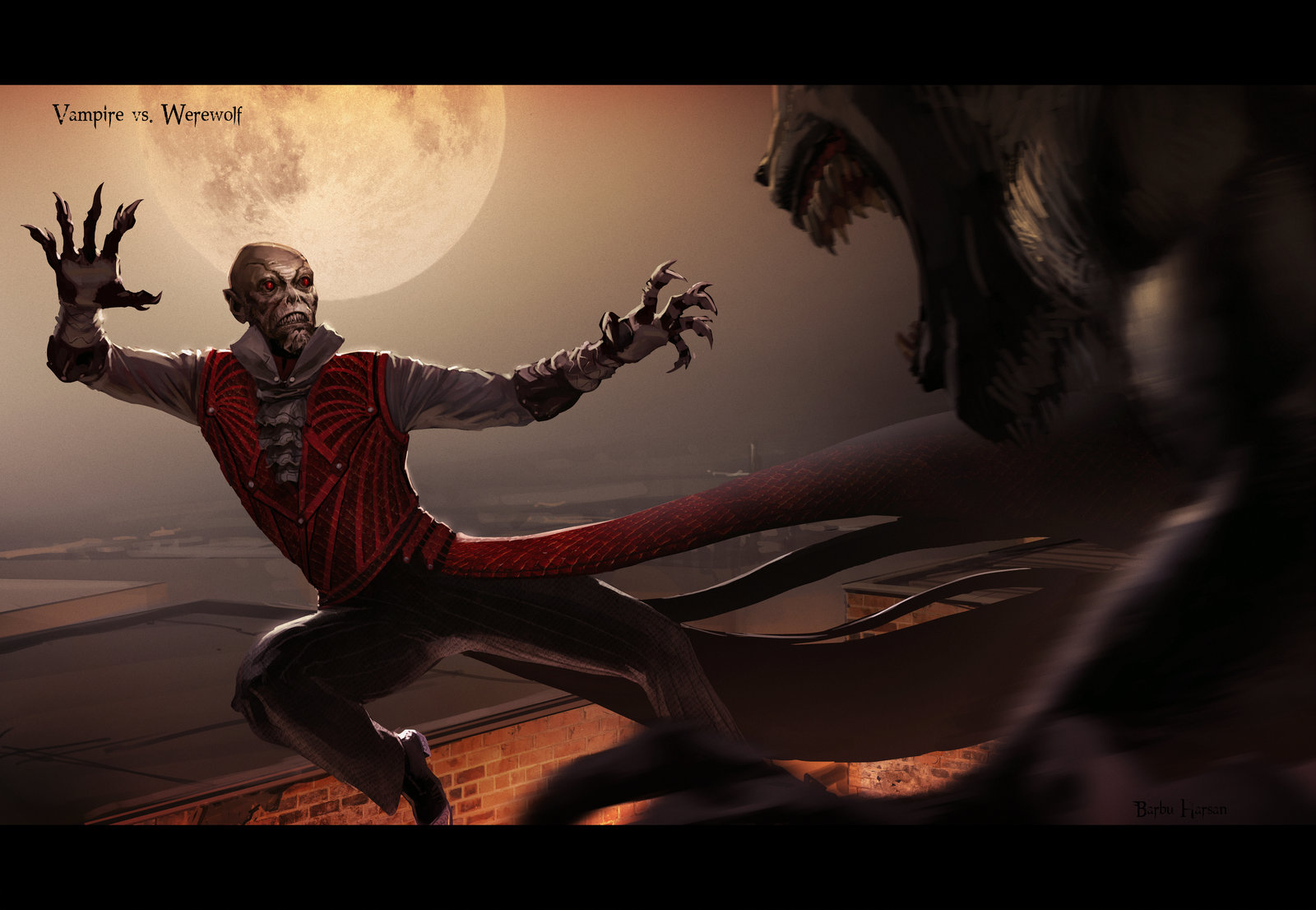 Vampire Vs Werewolf By Barbuh