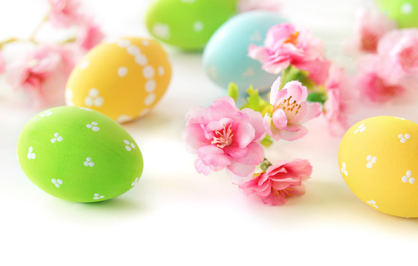 Easter Eggs Flowers Delicate Wallpaper
