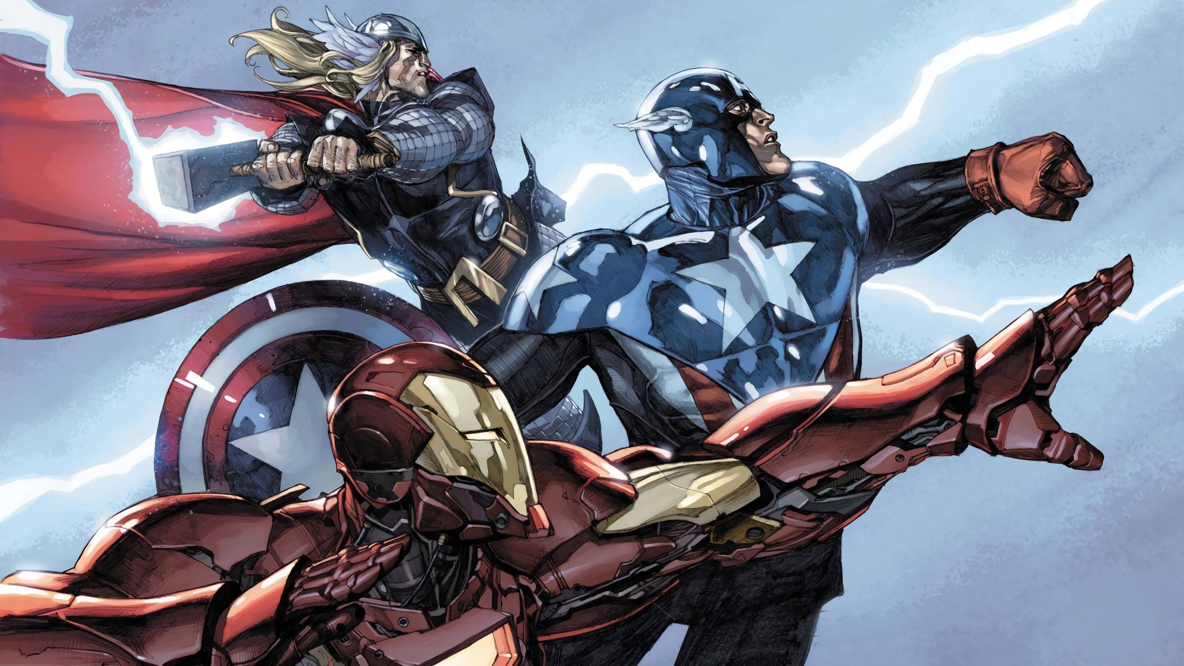Iron Man Captain America Thor Marvel Ics 4k Wallpaper