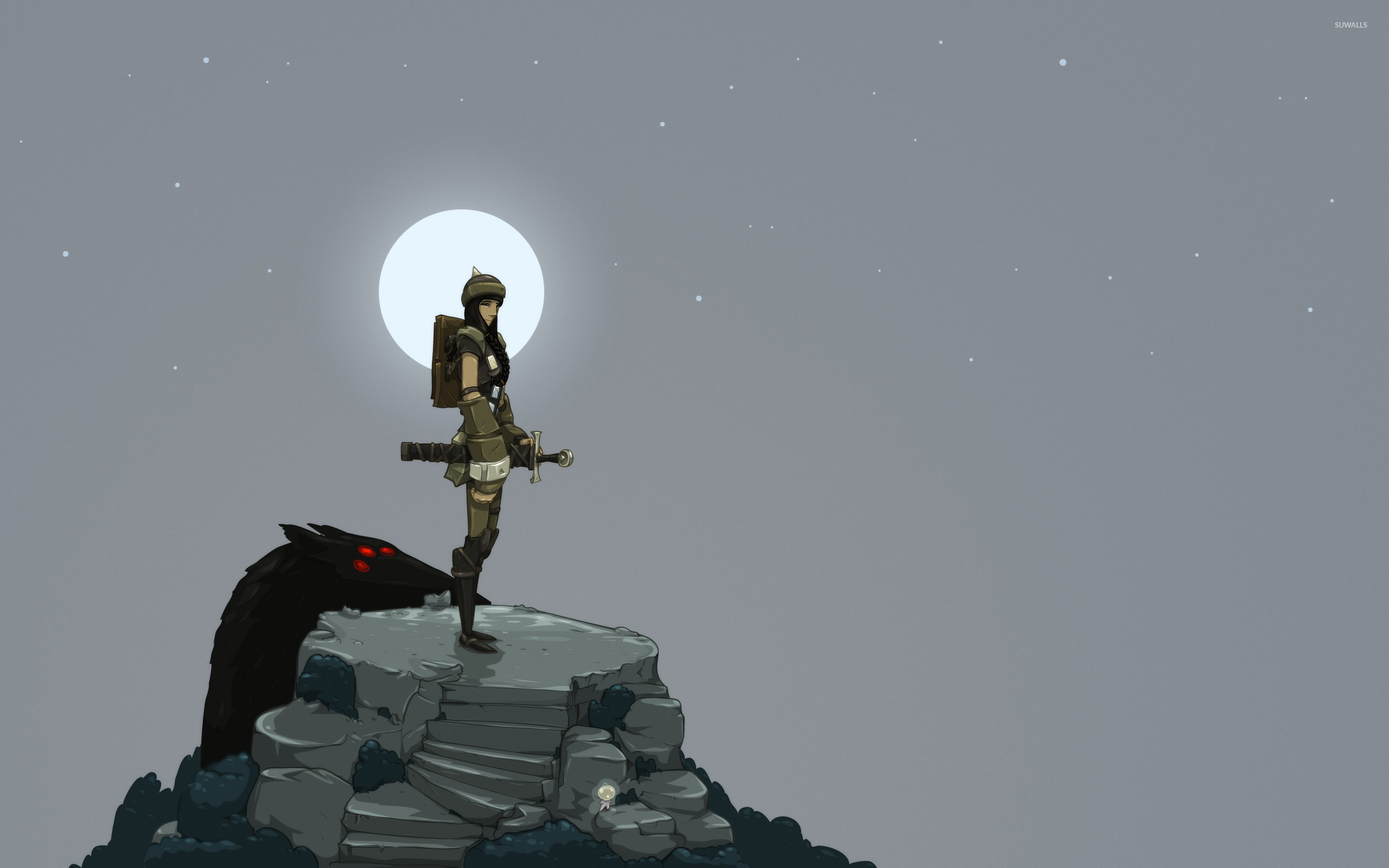 Nomad Hunter Under The Full Moon Wallpaper Digital Art