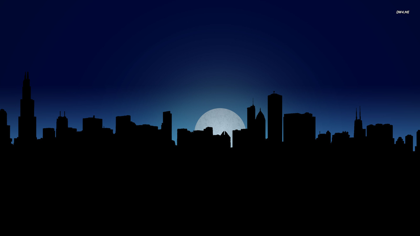 Chicago Skyline At Night Wallpaper Vector