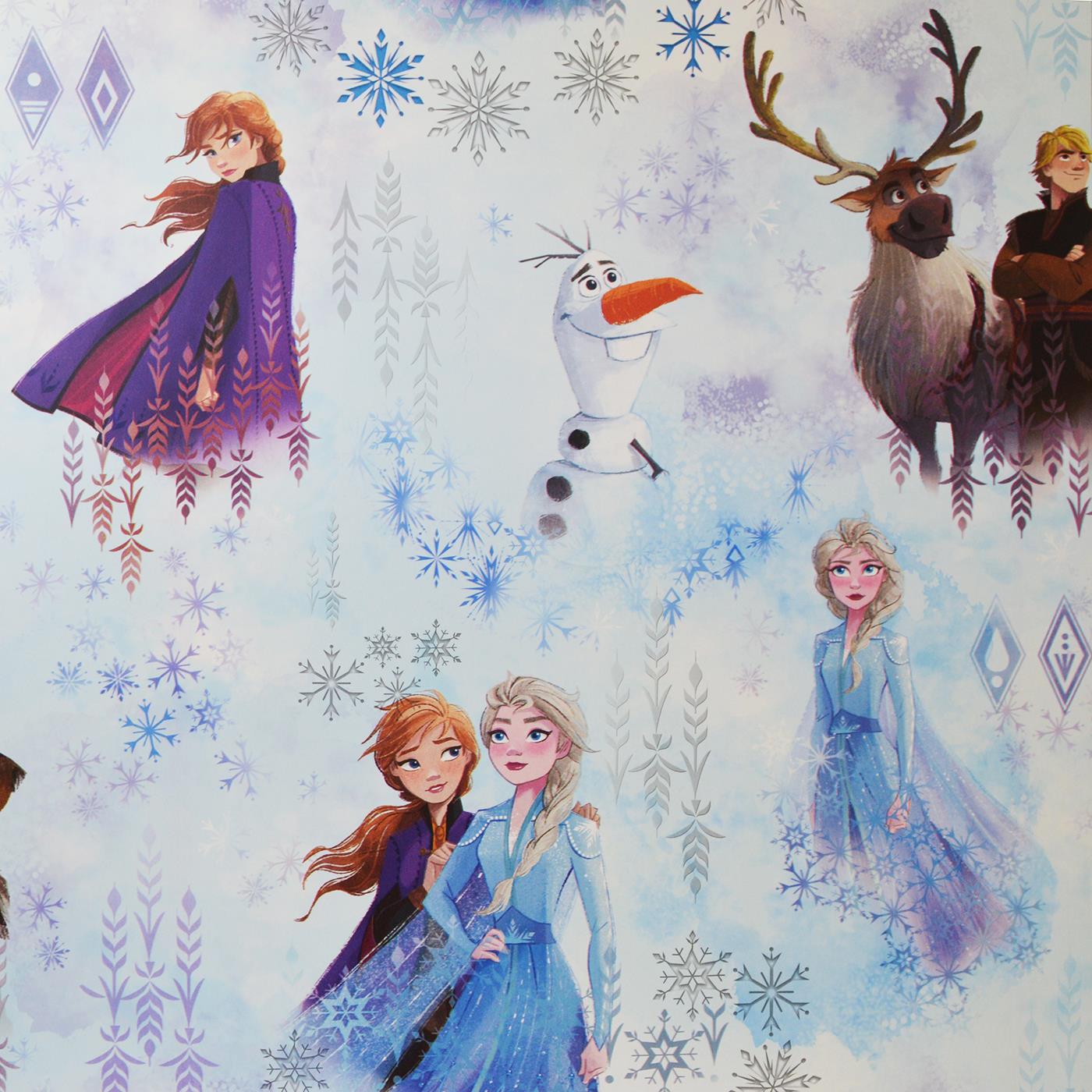 Kids Disney Frozen Wallpaper Anna Elsa Olaf Snow Ice Blue Teal