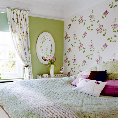 Wallpaper And Matching Curtains Feature Wall Coordinating Paint House