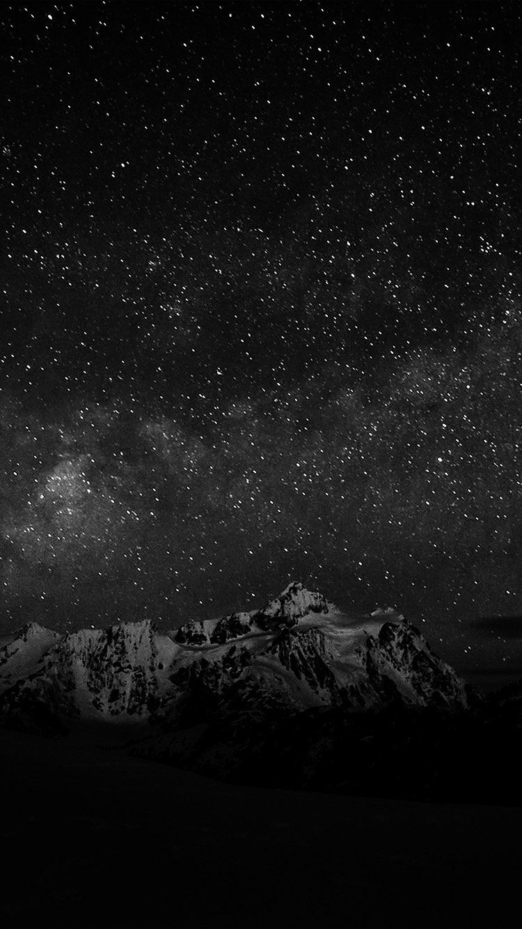 Starry Night Sky Mountain Nature Bw Dark Wallpaper HD iPhone