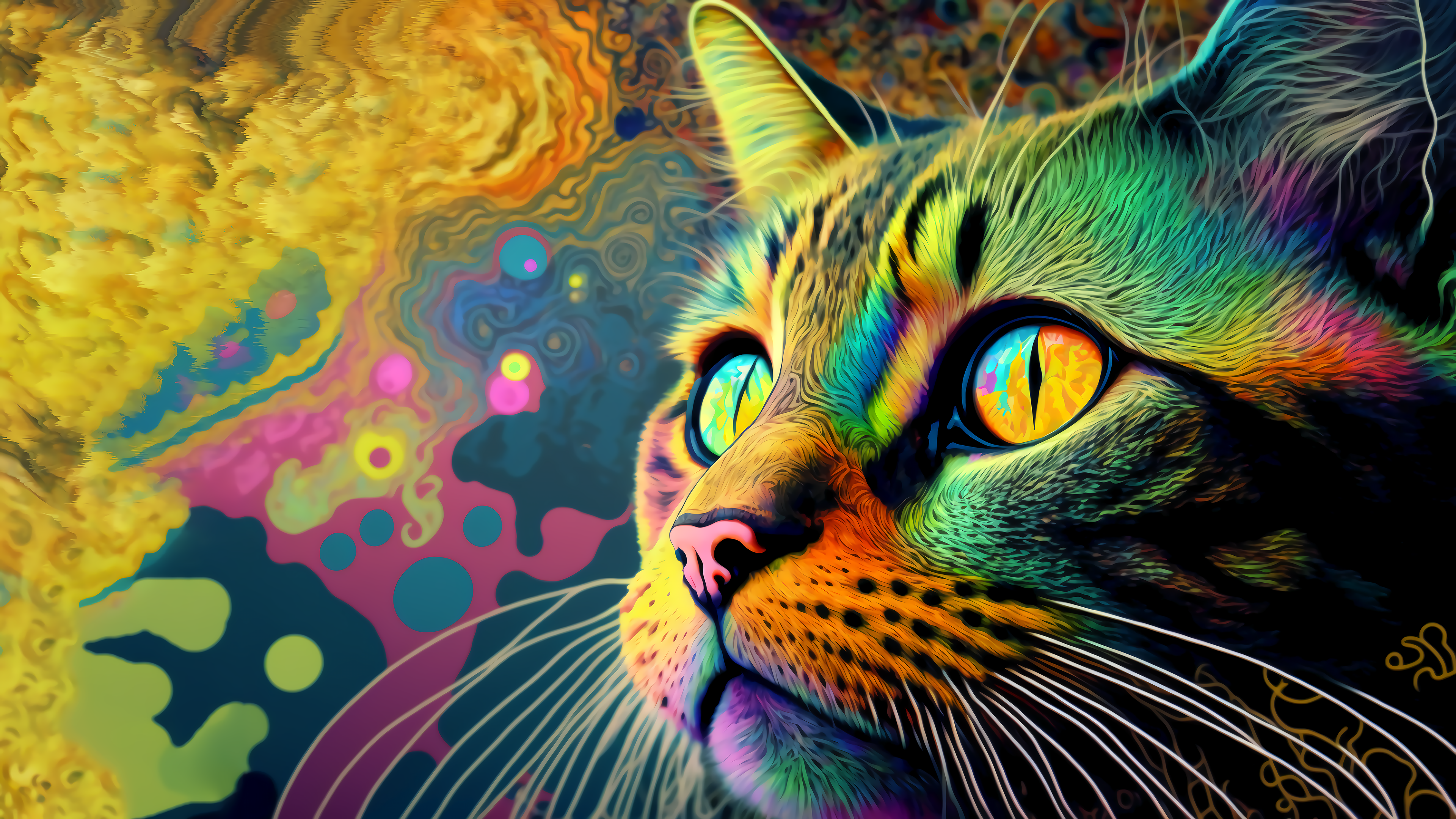 8k Wallpaper For Pc Colorful Cat Ai Image Generated