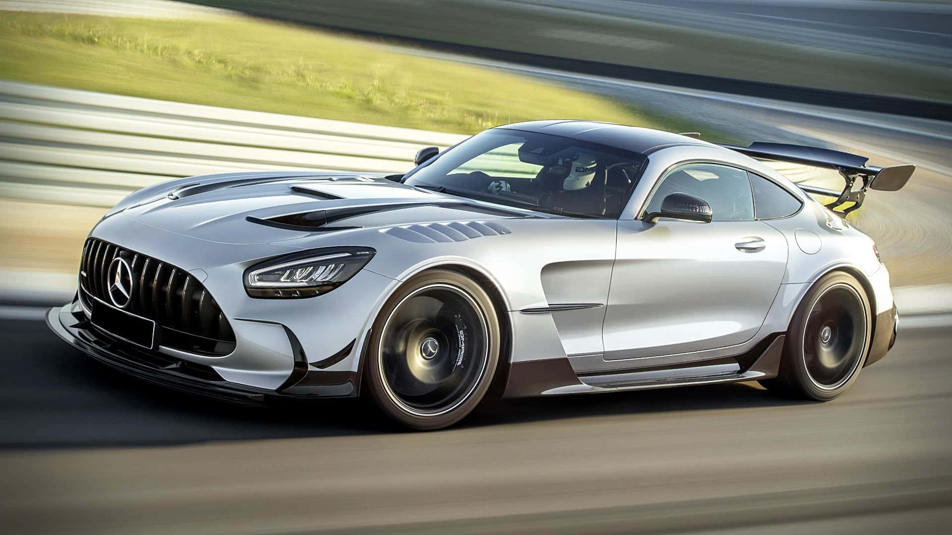 White Silver Mercedes Gts Front Wallpaper