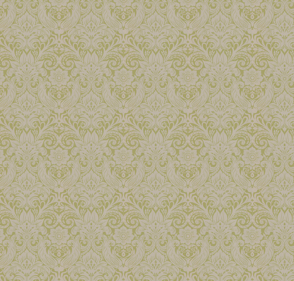 Cotswold Green Gold Damask Wallpaper Traditional By