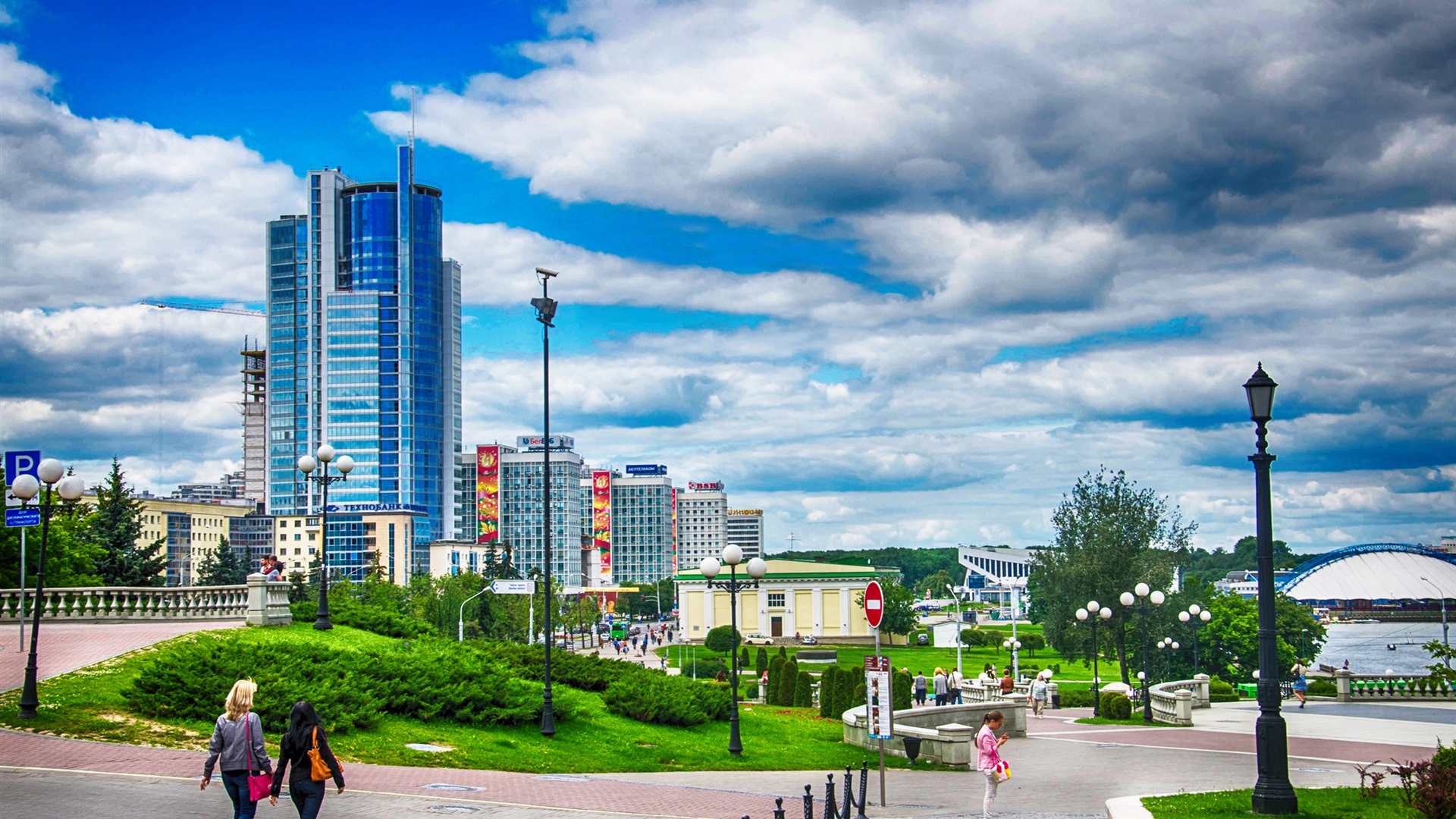 Wallpaper Minsk Belarus City Houses Clouds HD