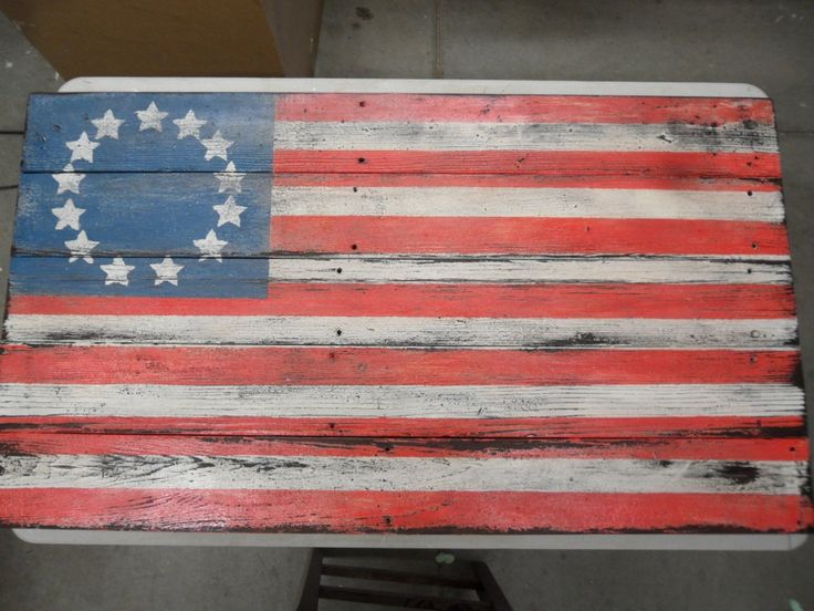 Primitive Flag Americana Barnwood Style Distressed